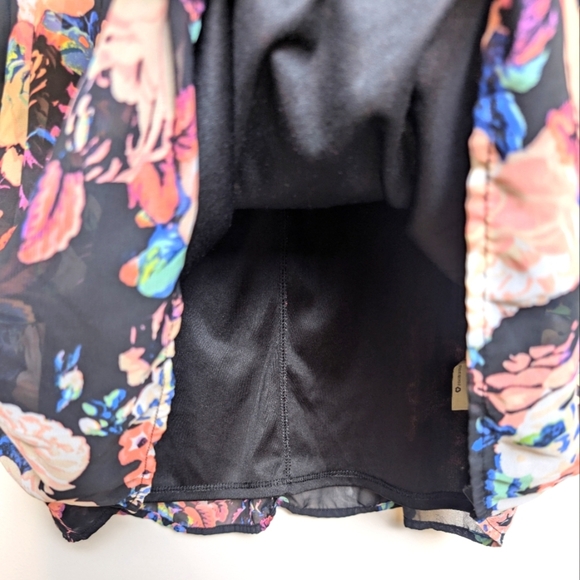 Xhilaration Black Pink Blue Floral Sheer Long Sleeve Dress Small - Picture 7 of 9